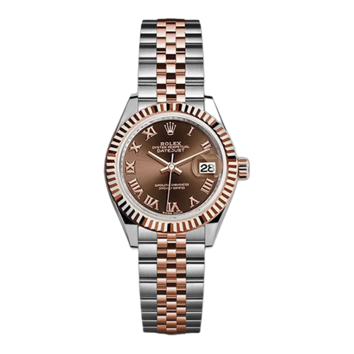 Rolex Datejust 279171 CHORJ Steel And Everose Gold Rolesor 28mm Chocolate Roman Dial Ladies Watch