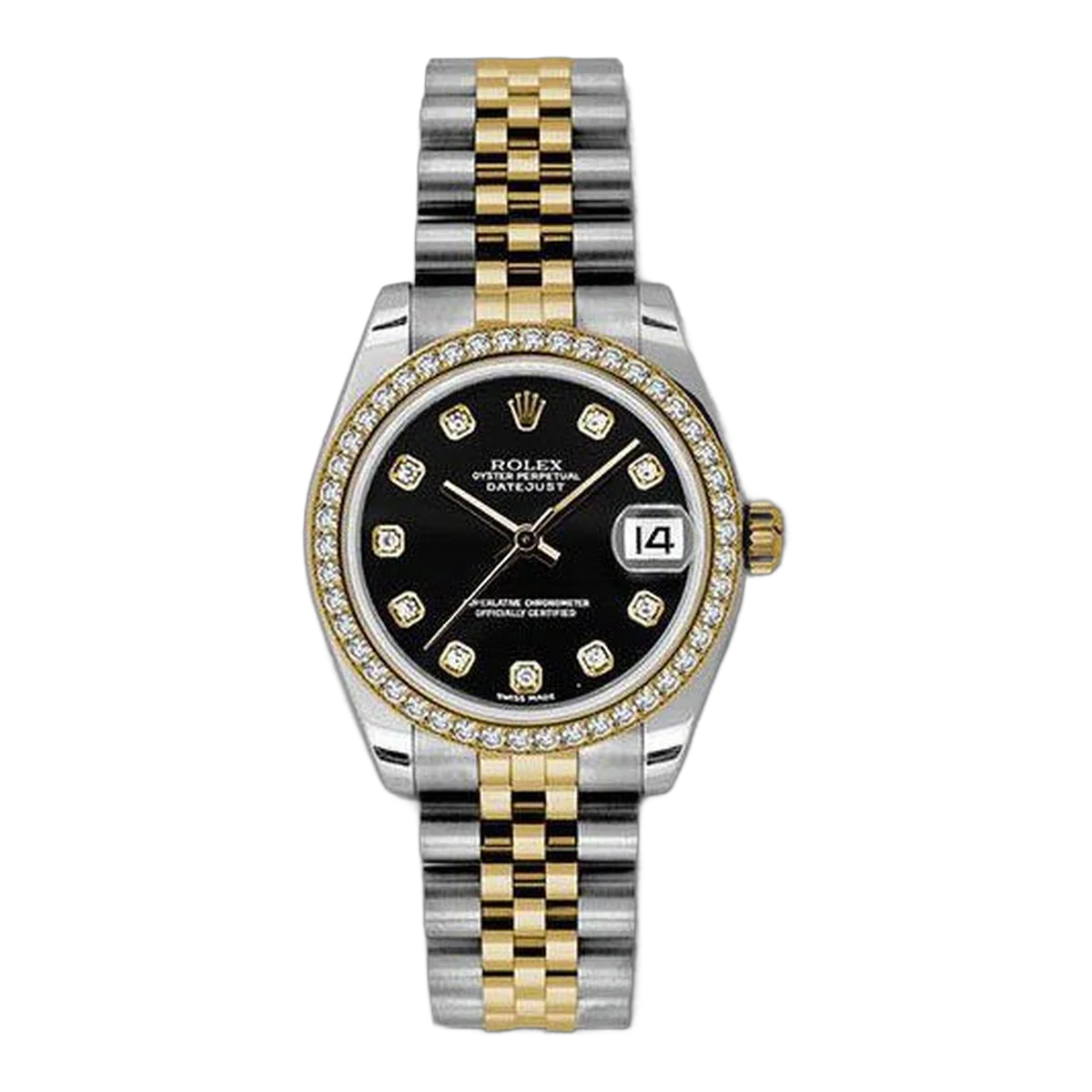 Rolex Datejust Black Dial 31Mm Stainless Steel & 18K Yellow Gold Ladies Watch