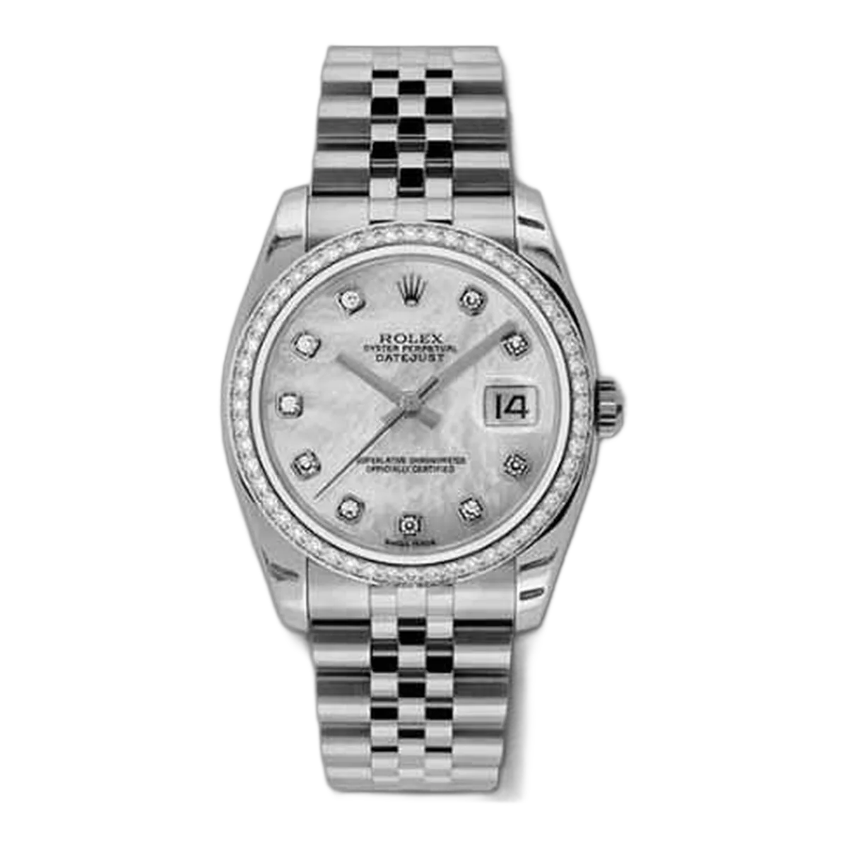 Rolex Datejust Diamond Bezel 36Mm Stainless Steel Ladies Watch