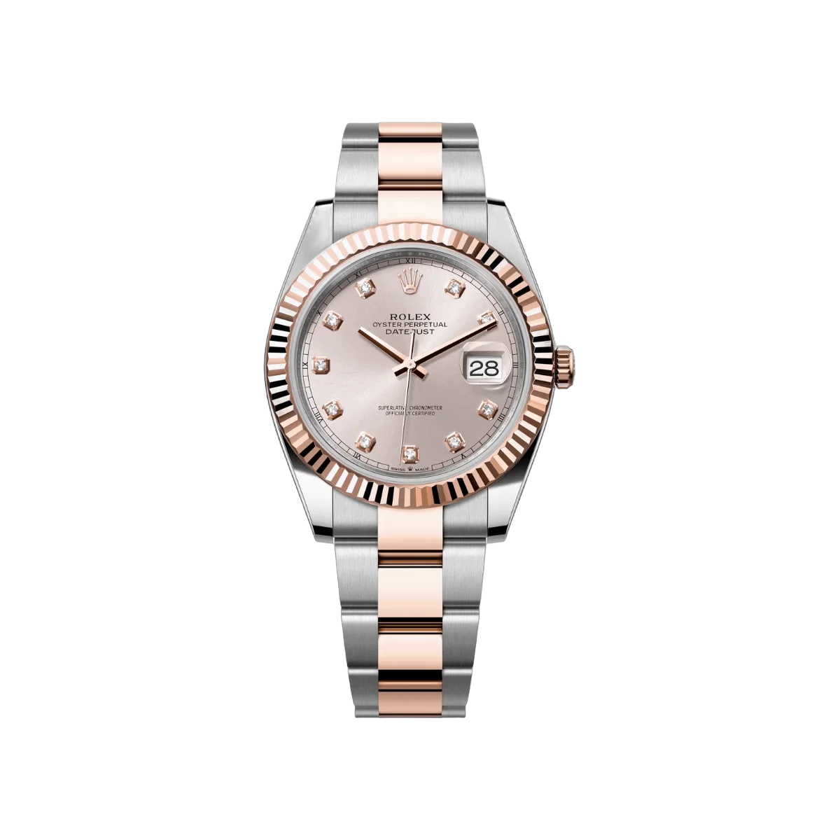 Rolex Datejust m126331-0007 Oyster Perpetual 18K Everose Gold 41Mm Sundust Dial Diamond Markers Men's Watch