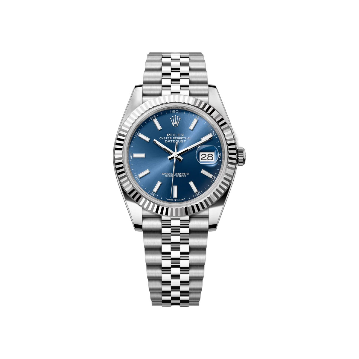 Rolex Datejust m126334-0002 Oystersteel White Gold 41mm Blue Index Dial Men's Watch