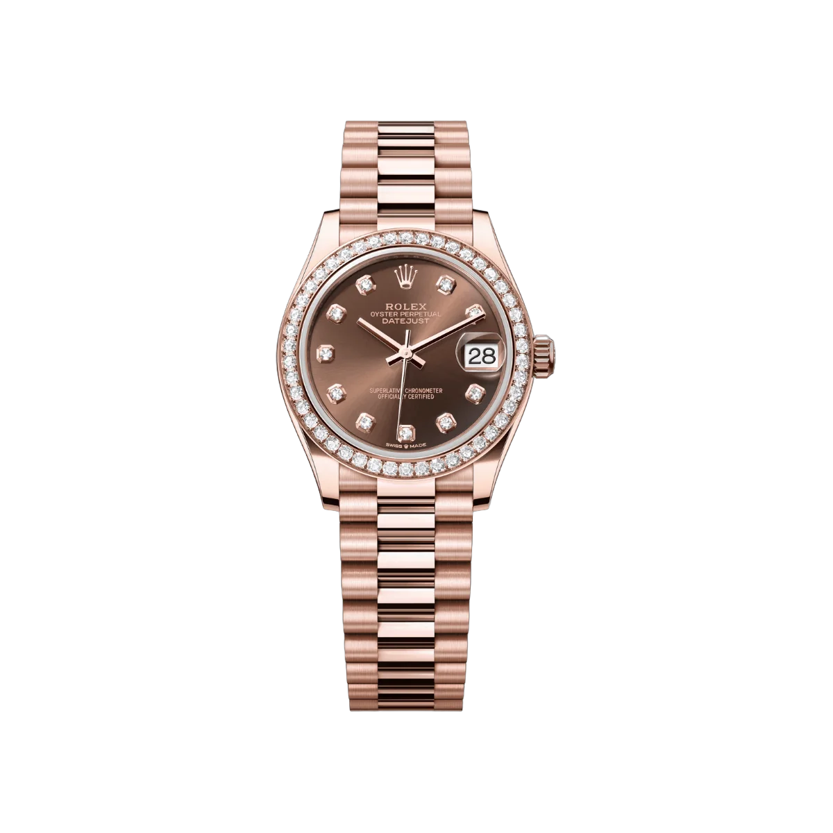 Rolex Datejust M278285RBR-0006 President Bracelet 31mm Everose Gold Dial Womens Watch