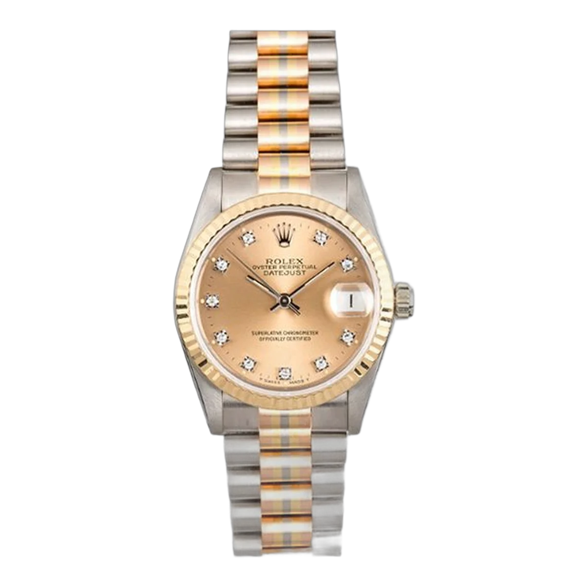 Rolex Datejust Tridor 68279B Champagne Diamond Dial 31Mm Automatic 18K White Gold, Yellow Gold And Rose Gold Ladies Watch