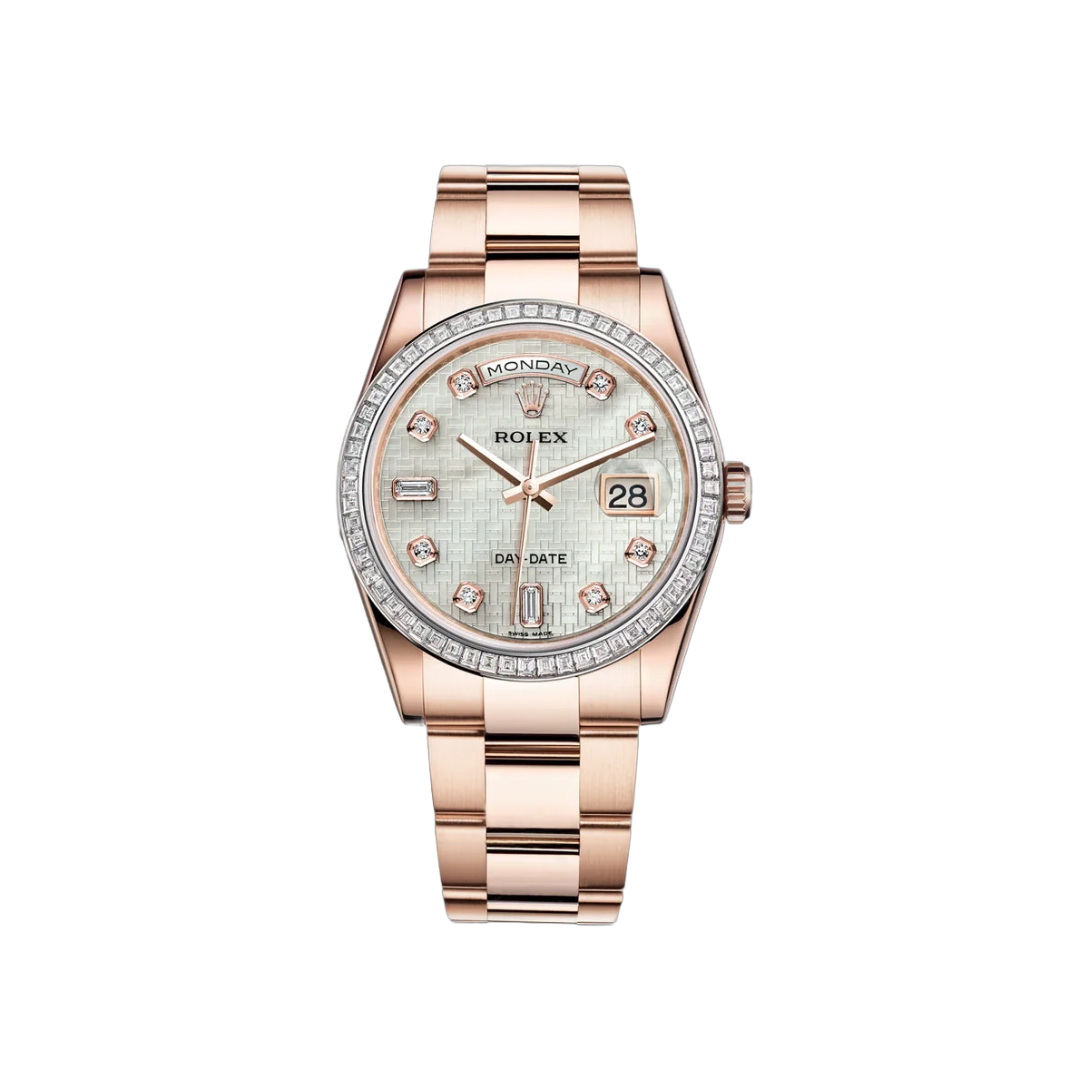 Rolex Day-Date 118395BR-0005 Pink Gold White Dial 36mm Women's Watch