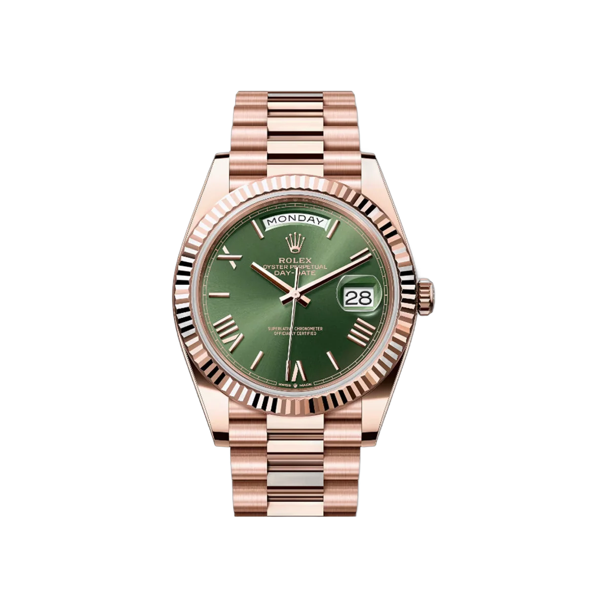 Rolex Day Date 228235 OGRP Olive Green Dial Bevelled Roman Numerals 40Mm 18Kt Rose Gold Jubilee Bracelet – additional product photo 2