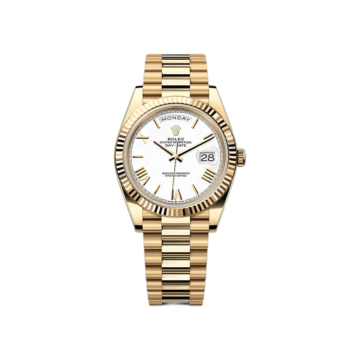 Rolex Day-Date 228238-0042 Yellow Gold 40mm White Roman Dial Men's Watch
