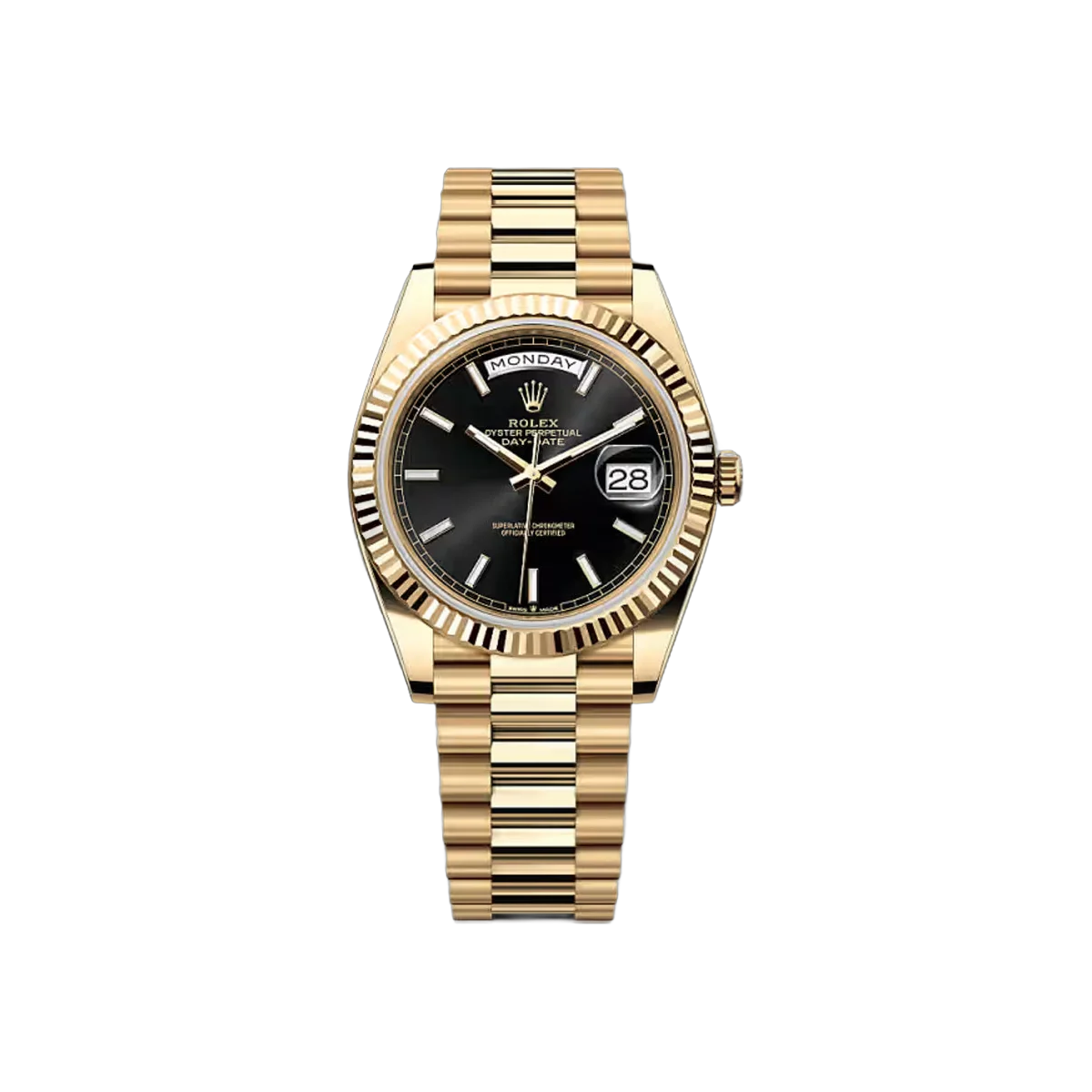 Rolex Day-Date 228238-0067 Yellow Gold 40mm Black Index Dial Men's Watch