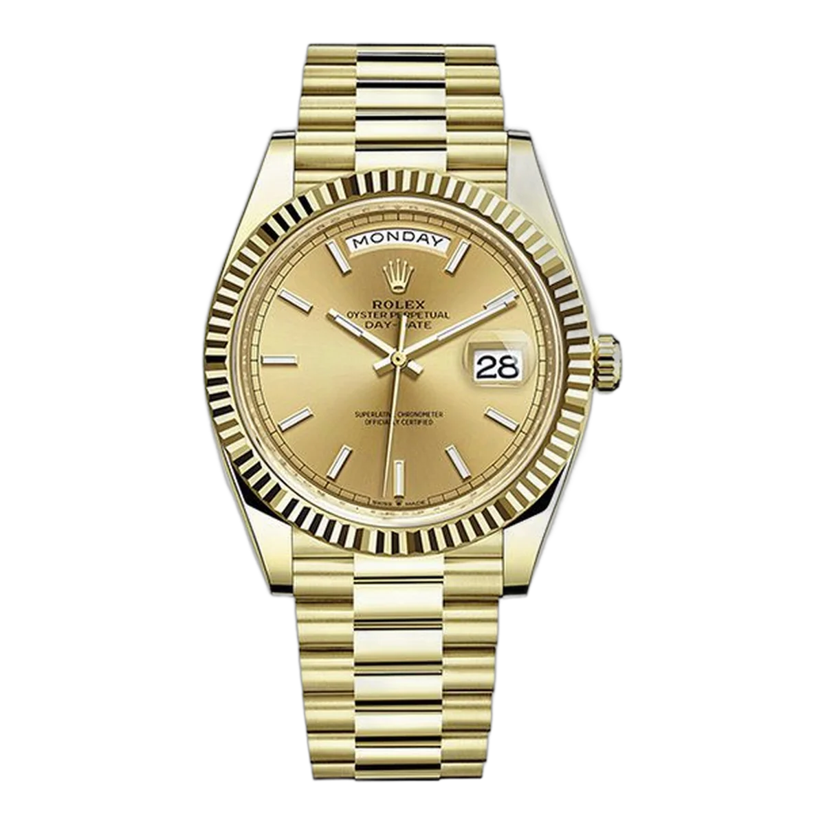 Rolex Day-Date 228238 CHIP Champagne Index Dial 40mm Yellow Gold President Bracelet Men's Watch
