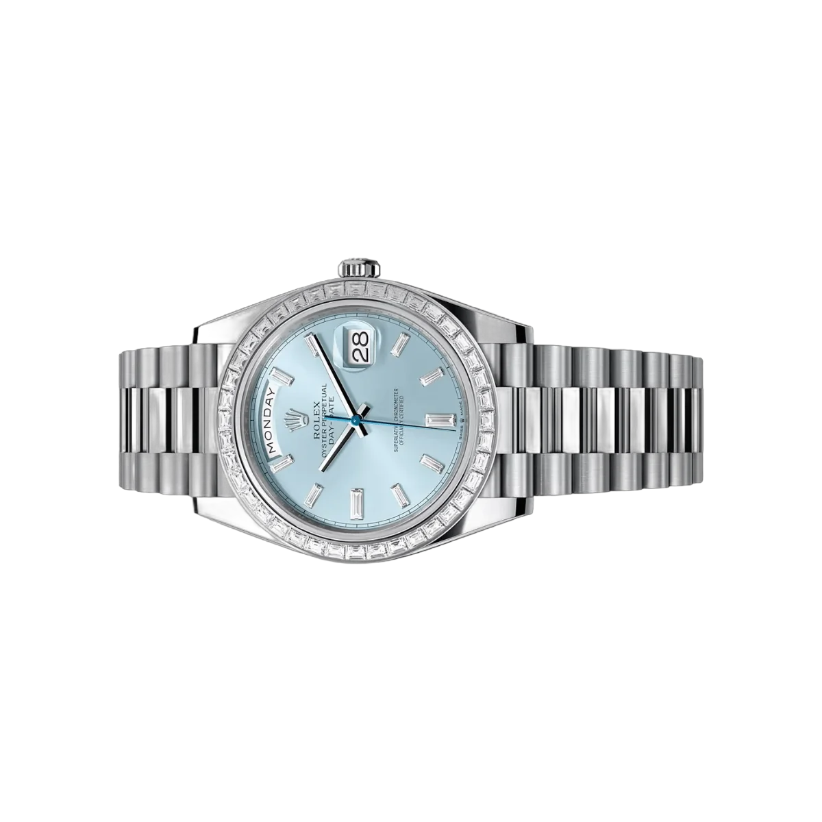 Rolex Day Date 228396TBR Automatic Platinum Baguette Bezel 40MM Ice Blue Dial Unisex Watch – additional product photo 2