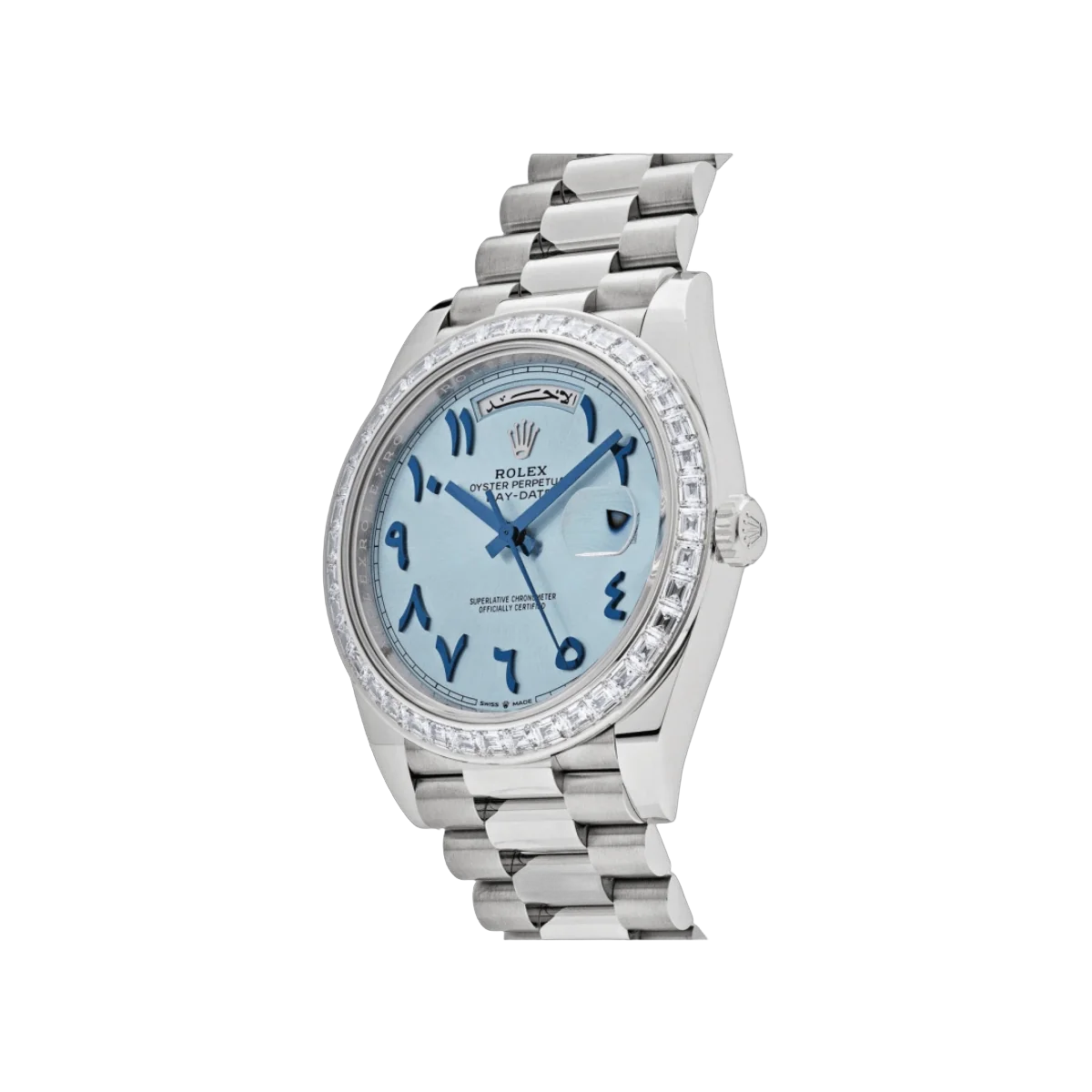Rolex Day Date 22839TBR Automatic Diamond Bezel Arabic Numerals 40mm Ice Blue Dial Unisex Watch – additional product photo 3