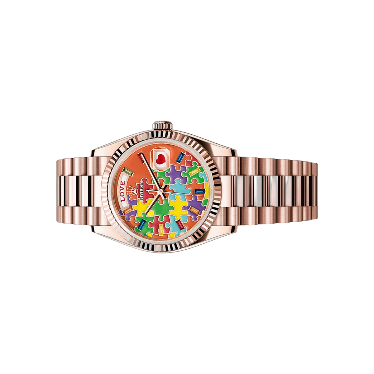 Rolex Day Date 36 128235-0063 Rose Gold Presidential Bracelet Emoji Puzzle Dial 36mm Unisex Watch – additional product photo 2