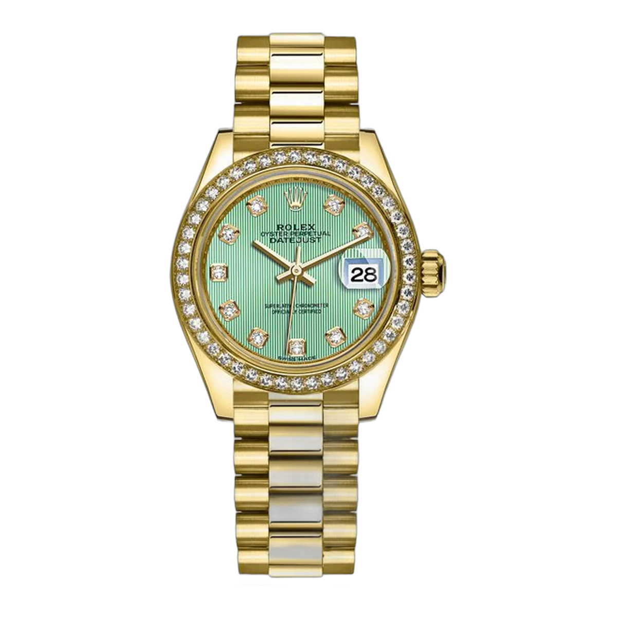 Rolex Lady-Datejust 28 Oyster Perpetual Mint Green Diamond Dial Watch