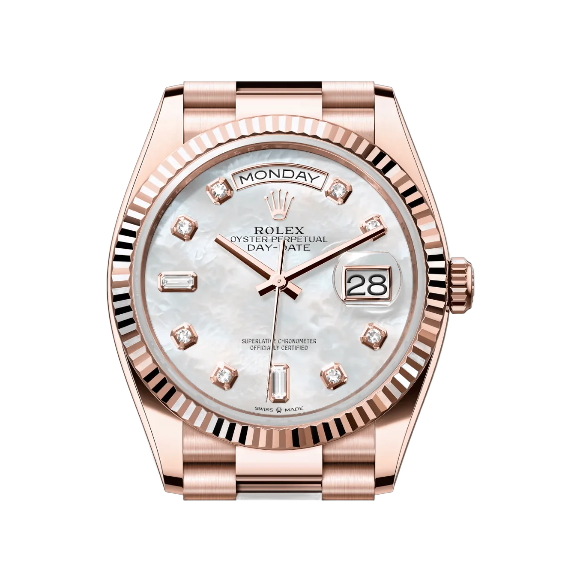 Rolex Oyster Perpetual Day Date M128235-0029 18ct Everose Gold Diamond Set MOP Dial – additional product photo 3