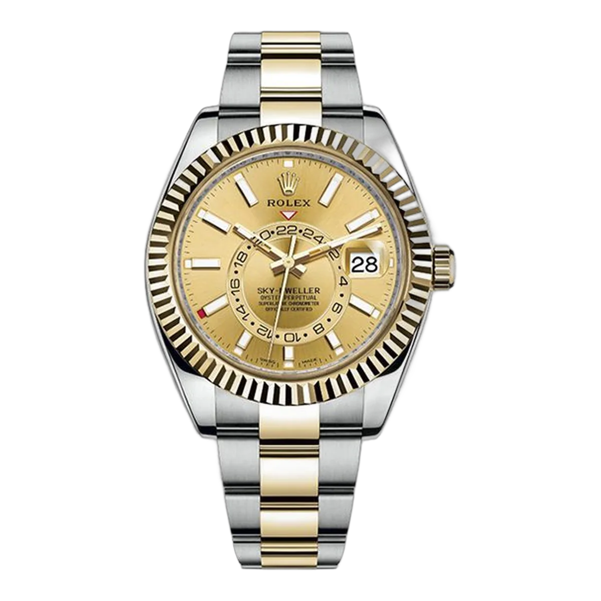 Rolex Sky Dweller 326933 Ch 18K Yellow Gold With Fluted Bezel 42Mm Men's Watch