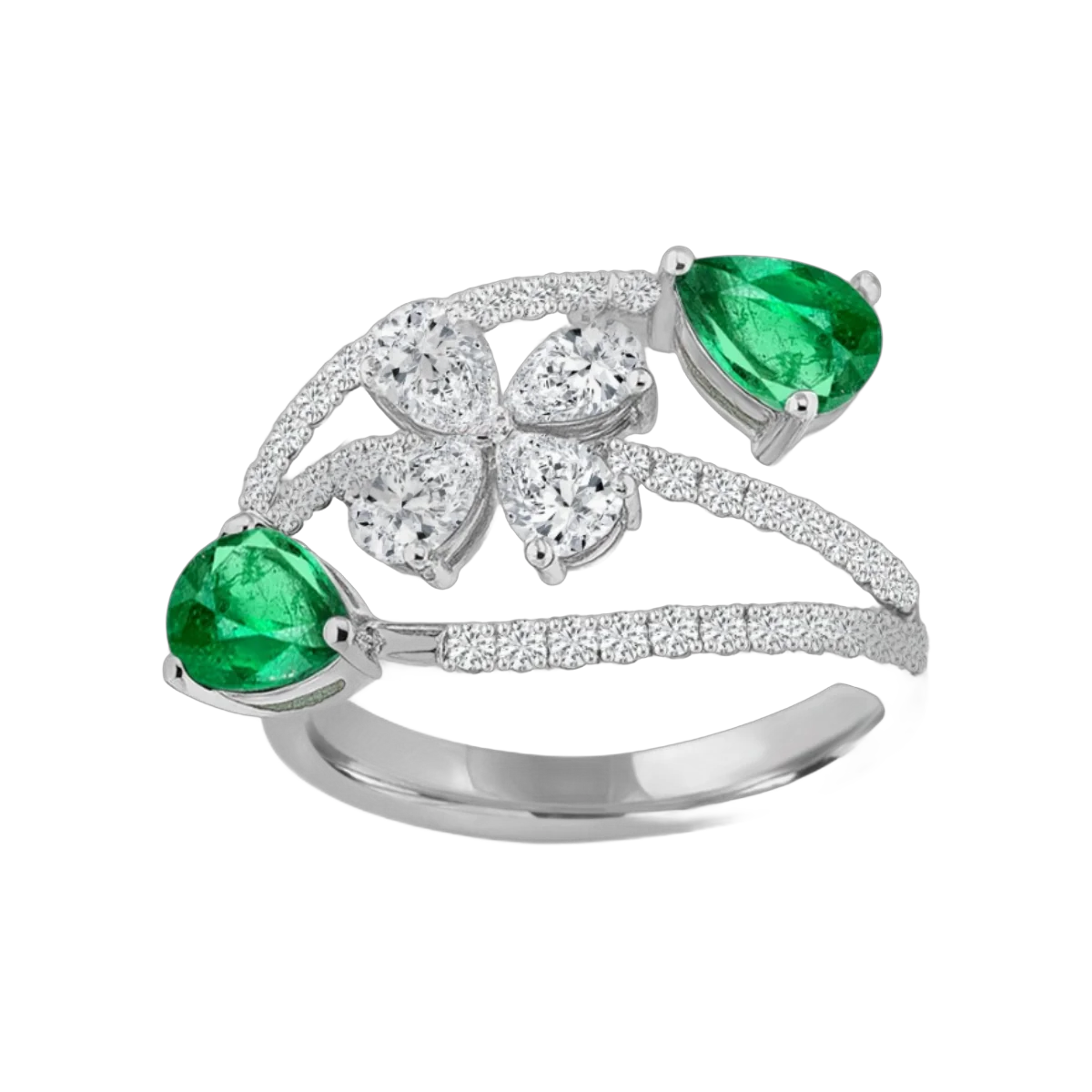 Round-Pear CS Ring - 2.16 CTS,HRD-F-G VS-SI,1044R,Total Weight - 5.52gm