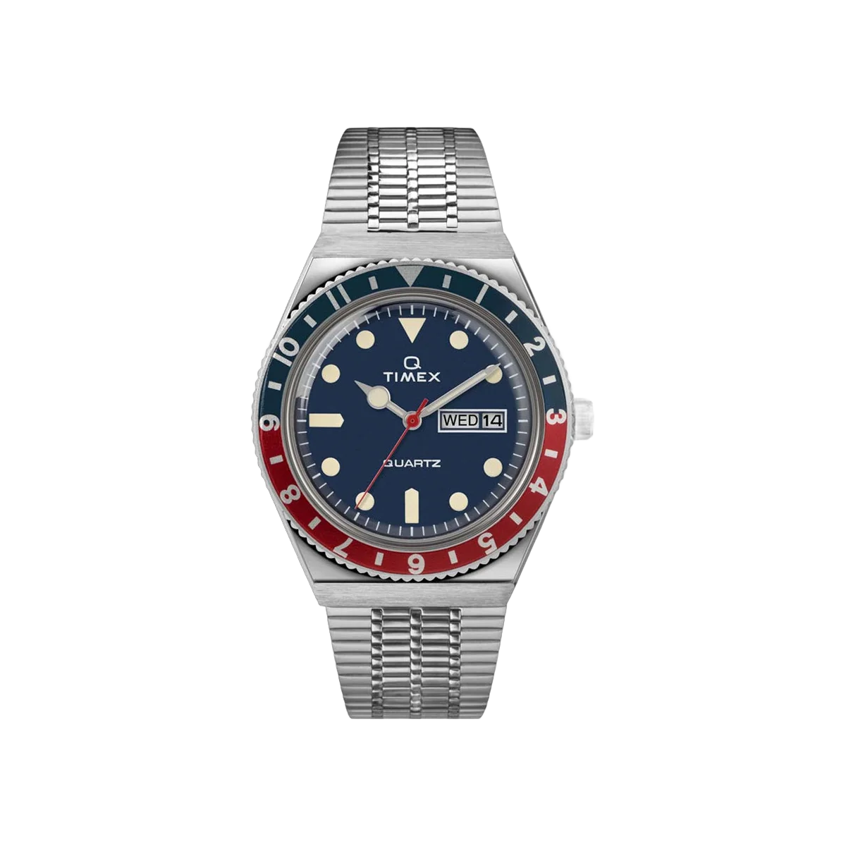 Timex Q Reissue TW2T80700ZV Stainless Steel Quartz Blue Dial Pepsi Bezel 38mm Men's Watch