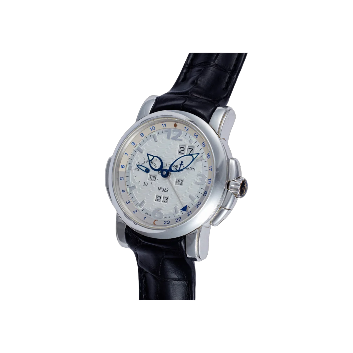 Ulysse Nardin GMT 329-60 Perpetual Platinum 42mm White Wave Dial Men's Watch – additional product photo 2