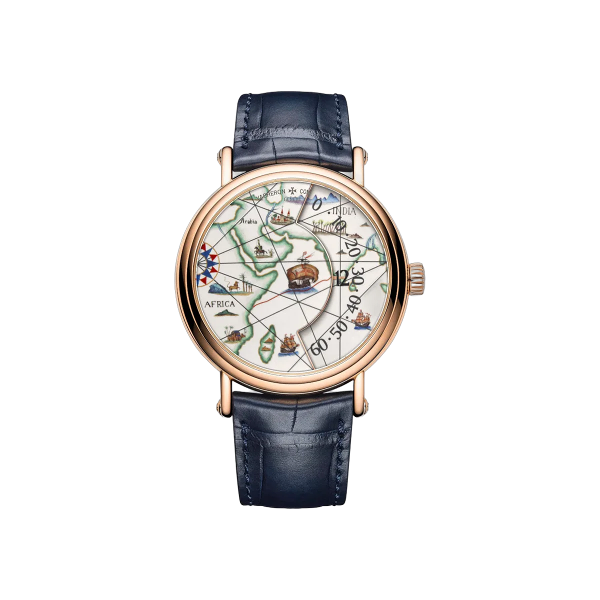 Vacheron Constantin Métiers d'Art 7500U/000R-B688 Tribute To Great Explorer Vasco Da Gama Pink Gold 41mm Grand Feu Enamel Dial Men's Watch