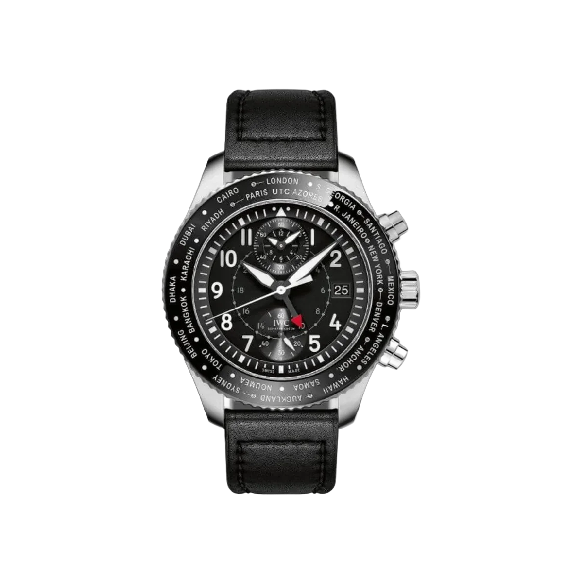 WC Pilots IW395001 Watch Timezoner Chronograph Black Dial