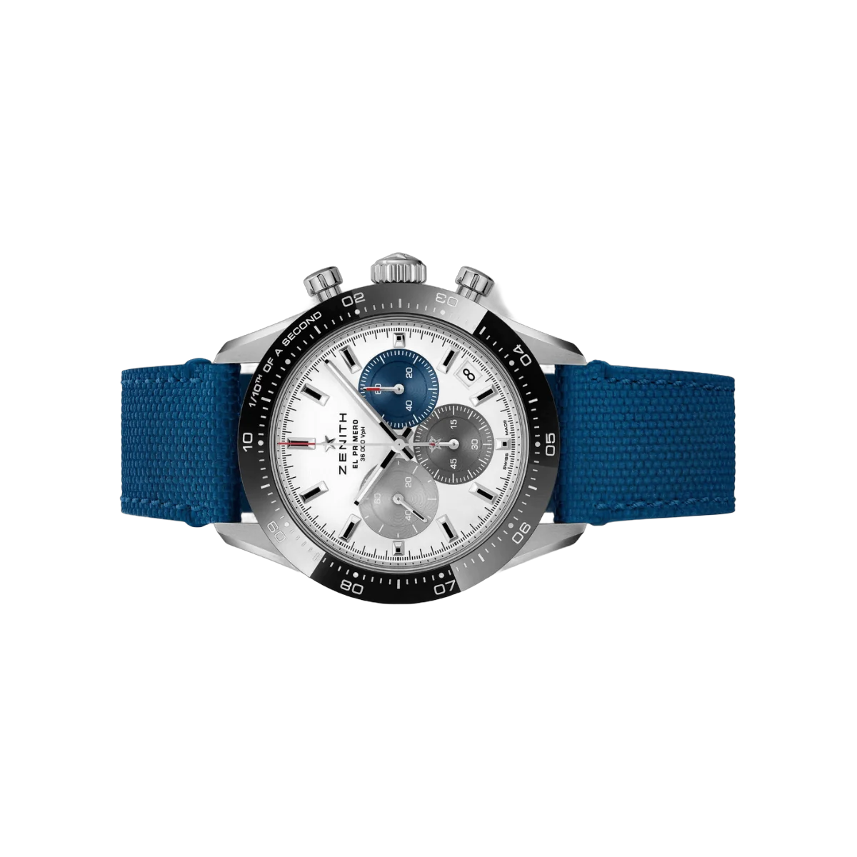 Zenith Chronomaster Sport 03.3100.3600/69.C823 Black Bezel Blue Fabric Strap 41mm White Dial Unisex Watch – additional product photo 3