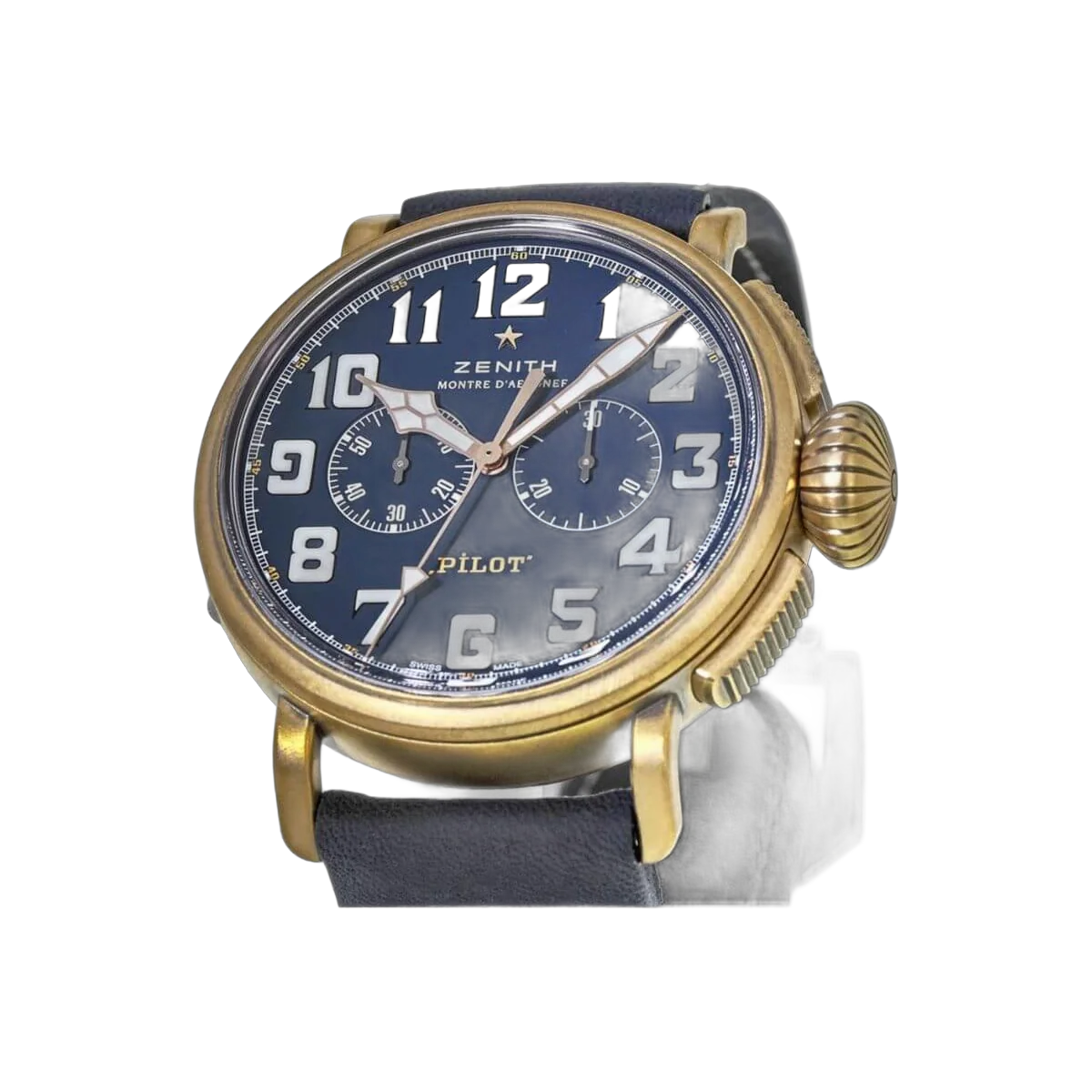 Zenith Pilot Type 20 29.2430.4069/57.C808 Chronograph Bronze Case Blue Dial Leather Strap Men's Watch – additional product photo 3