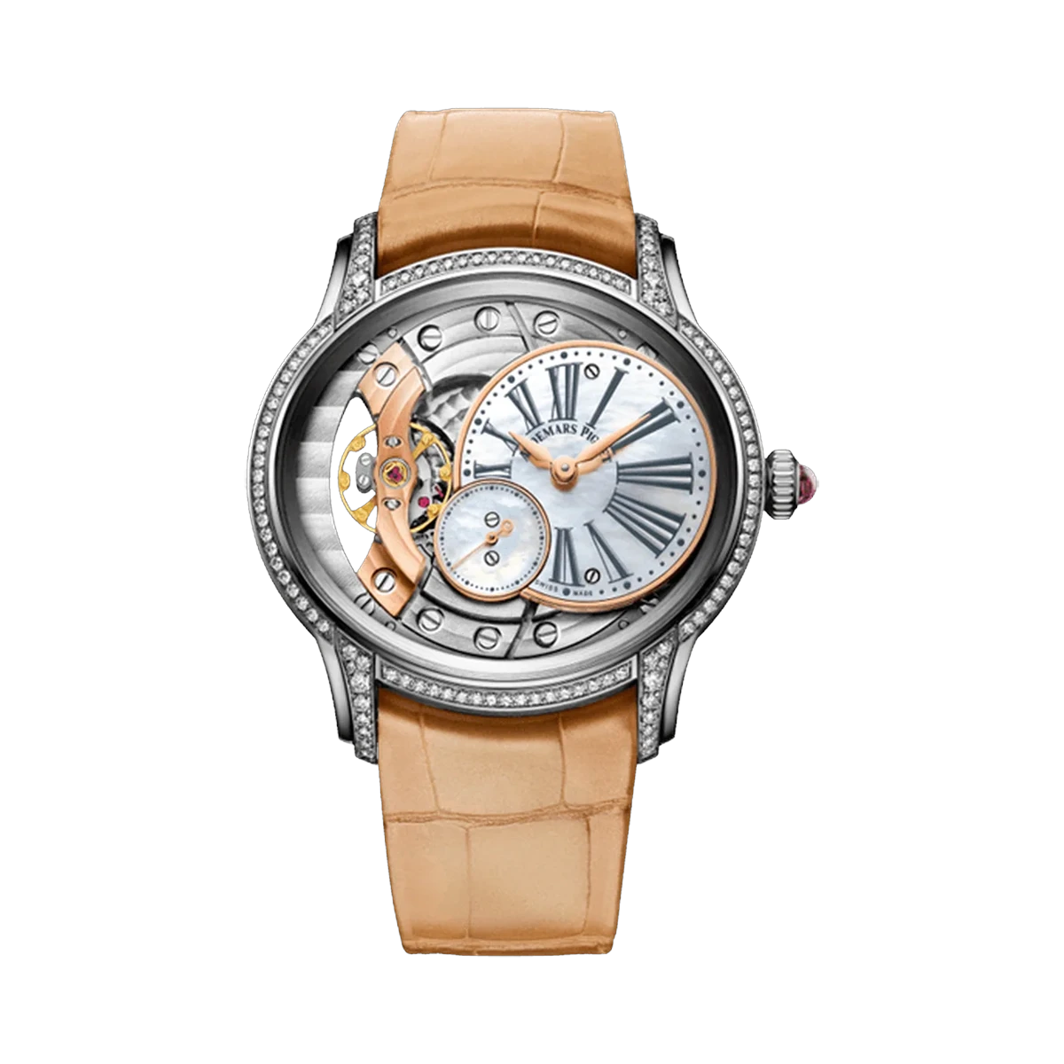 Audemars Piguet Millenary 77247BC.ZZ.A813CR.01 Uhr aus 18 Karat Weißgold mit weißem Perlmutt, 39,5 mm