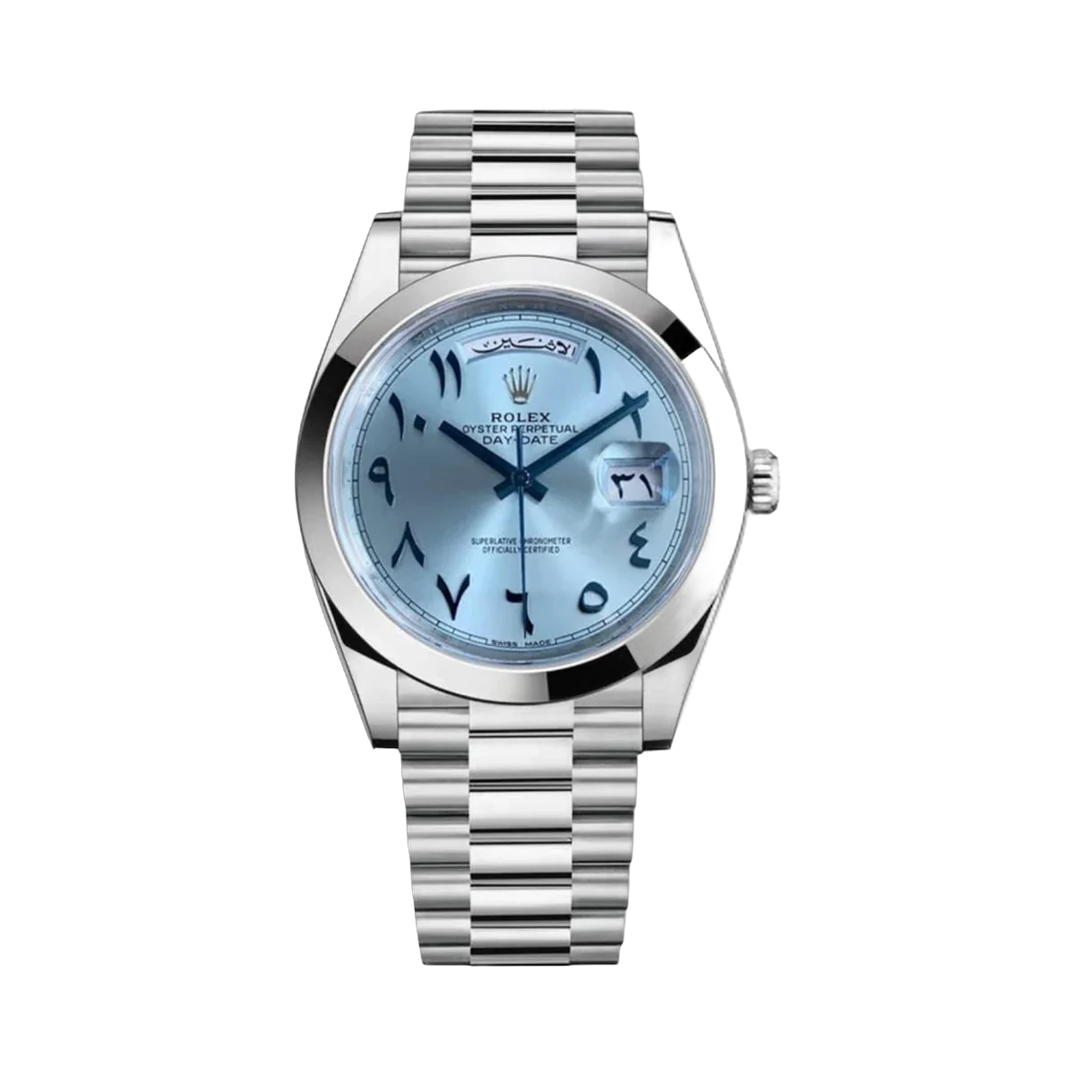 Rolex Day-Date 228206 Platinum 40mm Ice Blue Arabic Dial Men's Watch
