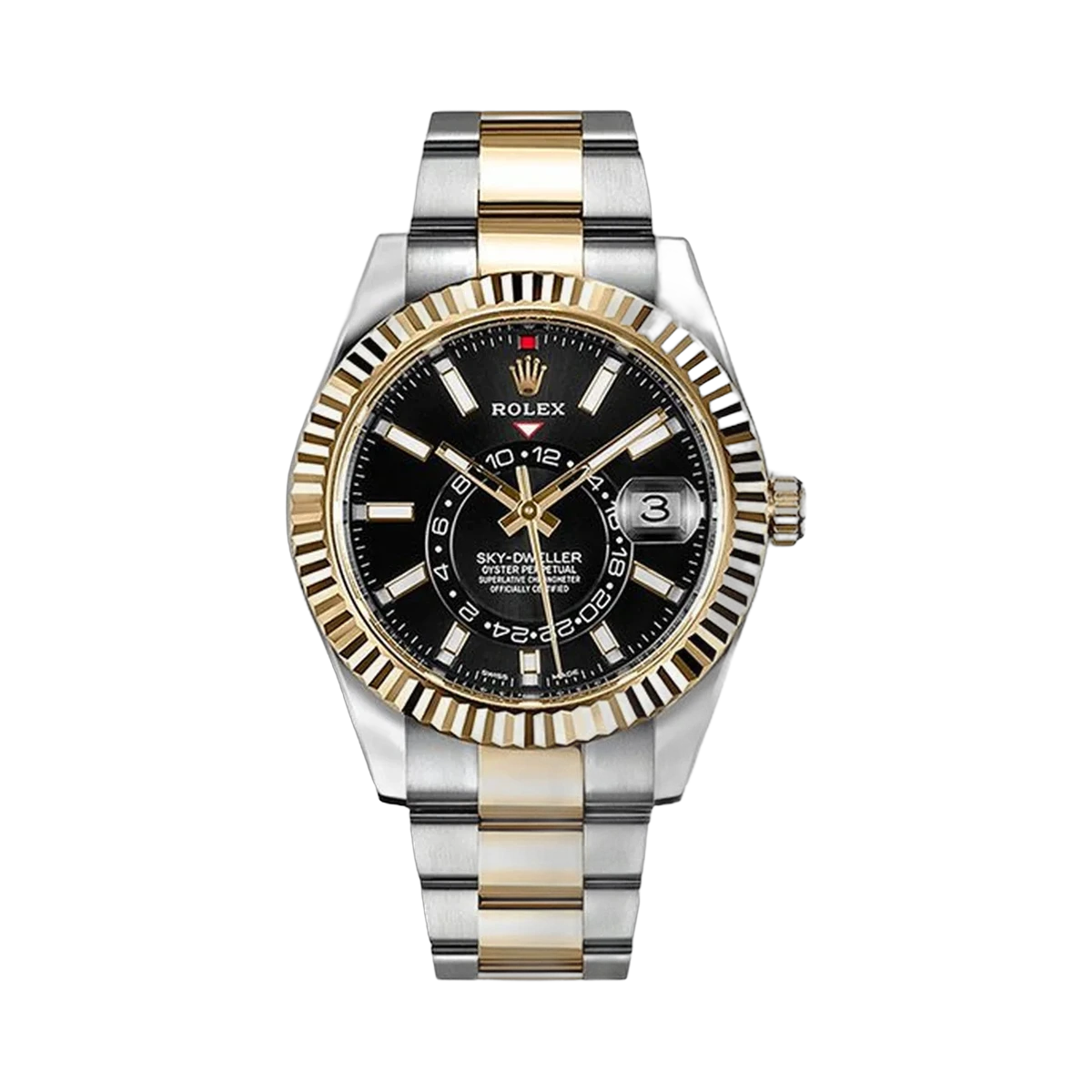Rolex Sky Dweller 326933 Bk Black Index Dial 42Mm18Kt Yellow Gold And Steel Men's Watch