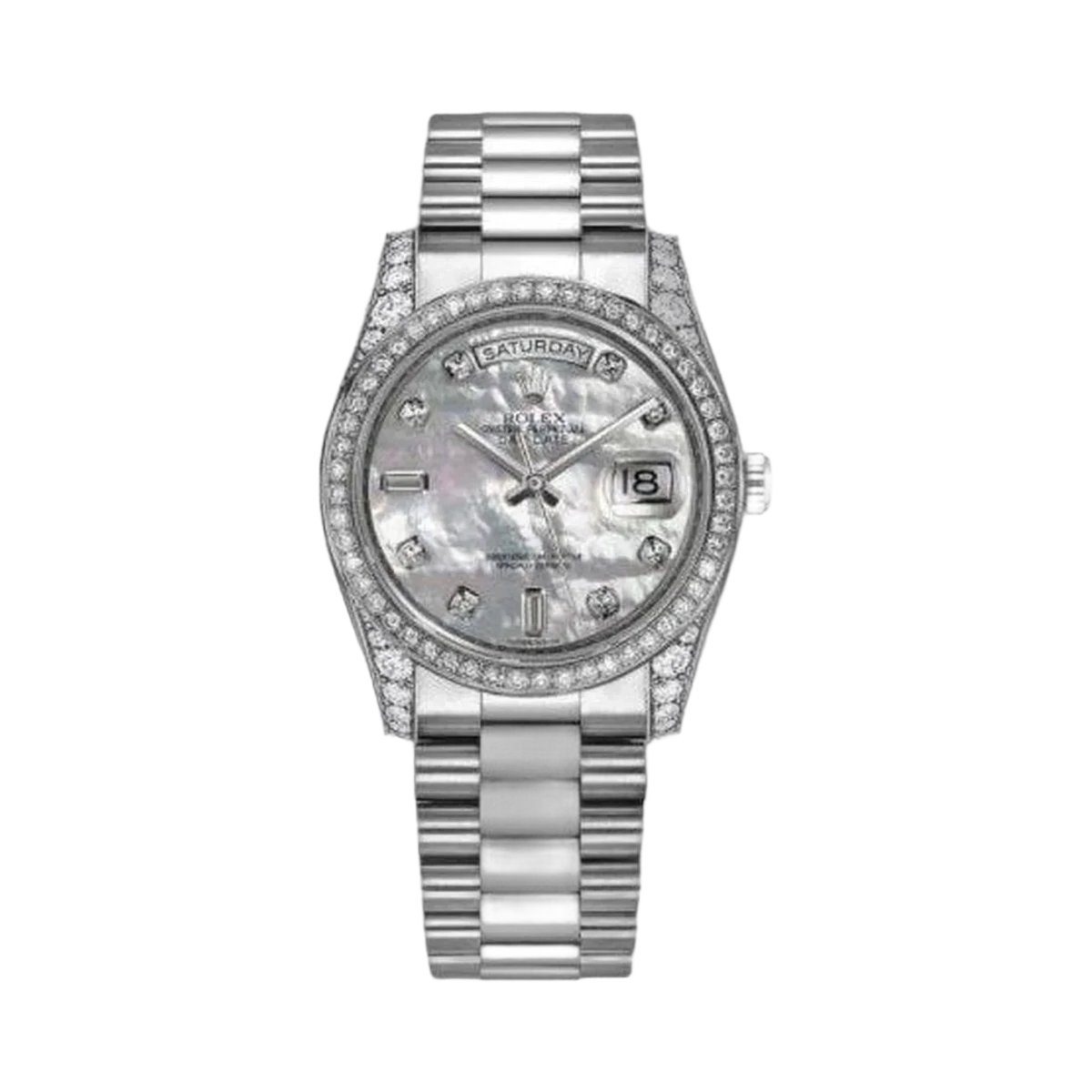 Rolex Oysterp Perpetual Day Date 18Kt White Gold 36Mm Ladies Watch