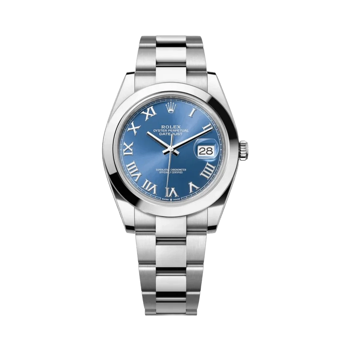 Rolex Datejust m126300-0017 Smooth Bezel Blue Roman Dial