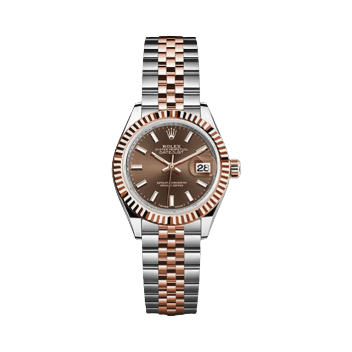 Rolex Datejust 279171 Choij Chocolate Index Dial 28Mm 18K Rose Gold And Stainless Steel Jubilee Bracelet Ladies Watch