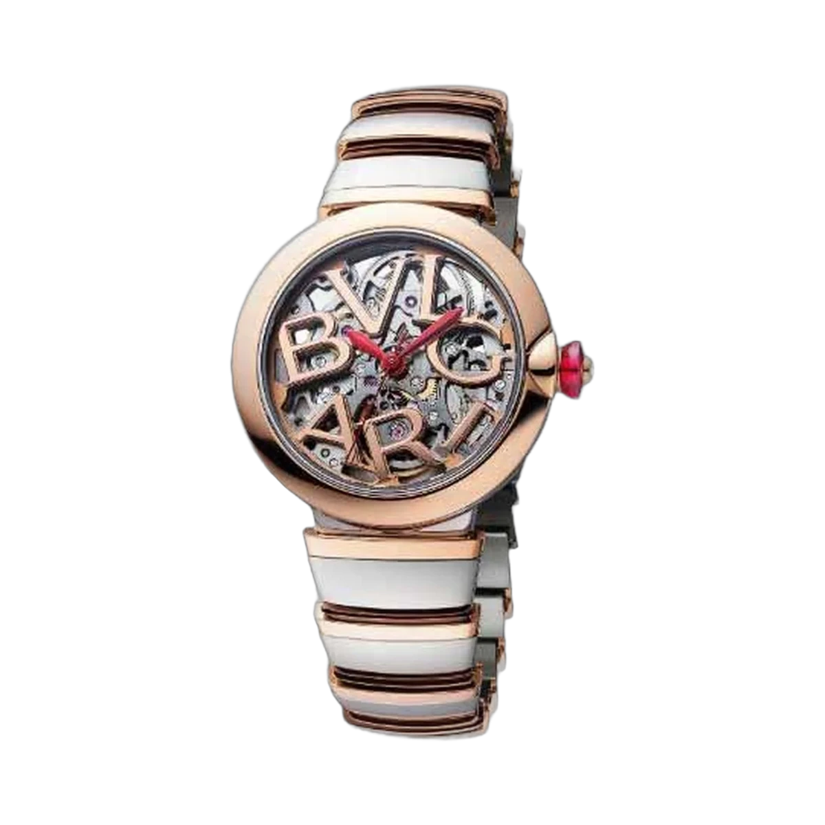 Bvlgari Lvcea Skeleton Openwork Bvlgari Logo Stainless Steel 33Mm Ladies Watch