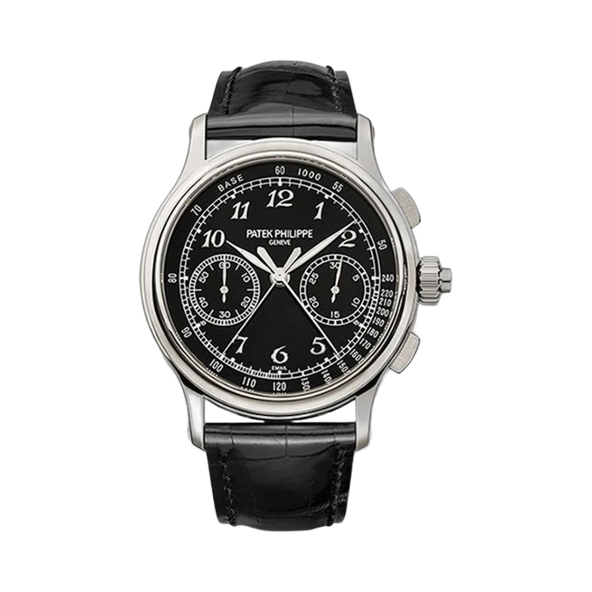 Patek Philippe Grand Complications 5370P-001 Split Seconds Chronograph 41Mm Platinum Black Dial Black Leather Straps Men's Watch