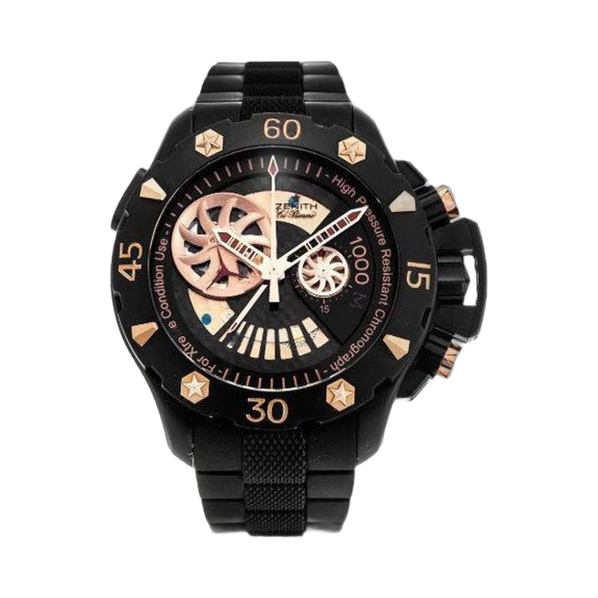 ساعة رجالي Zenith Defy Xtreme Open El Primero من التيتانيوم الأسود 46.5 مم