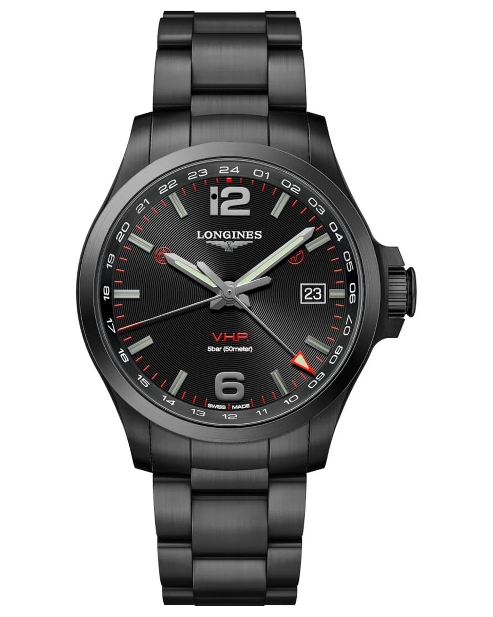 Longines Conquest VHP L3.728.2.56.6 GMT 43mm Black Dial Stainless Steel