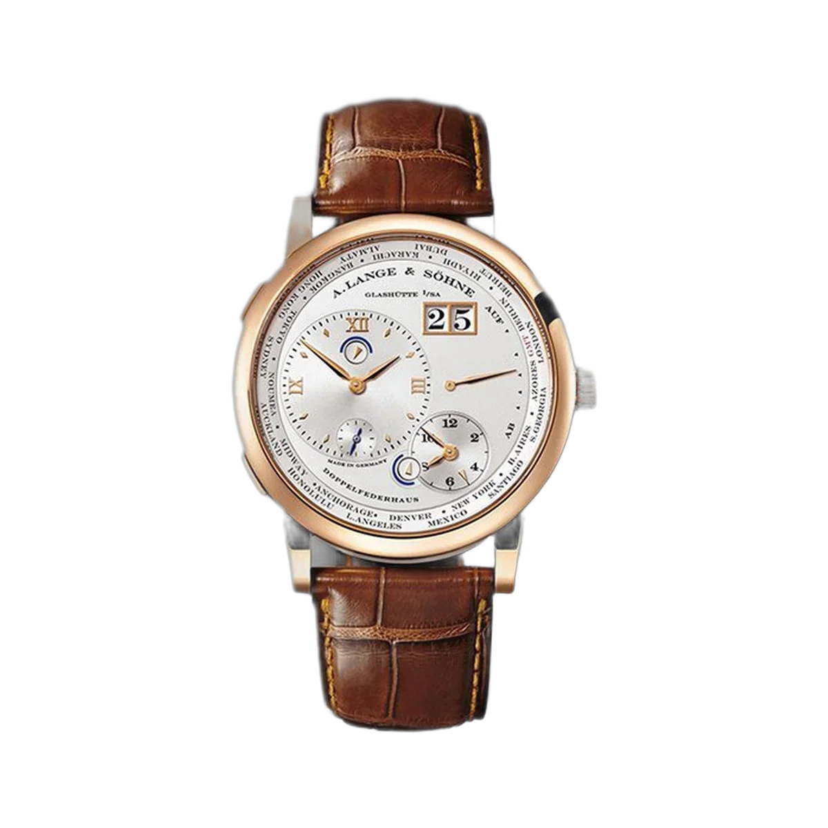 A. Lange & Sohne 1 Time Zone 41.9Mm 18Kt Rose Gold Men's Watch