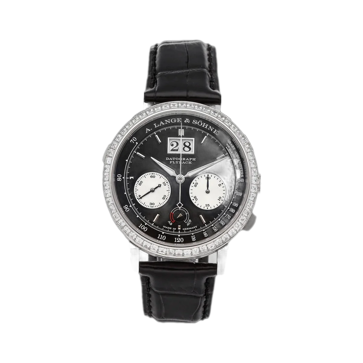 A. Lange & Sohne Lange 405.835 Platinum Datograph Baguette Diamonds Black Dial 41mm Men's Watch