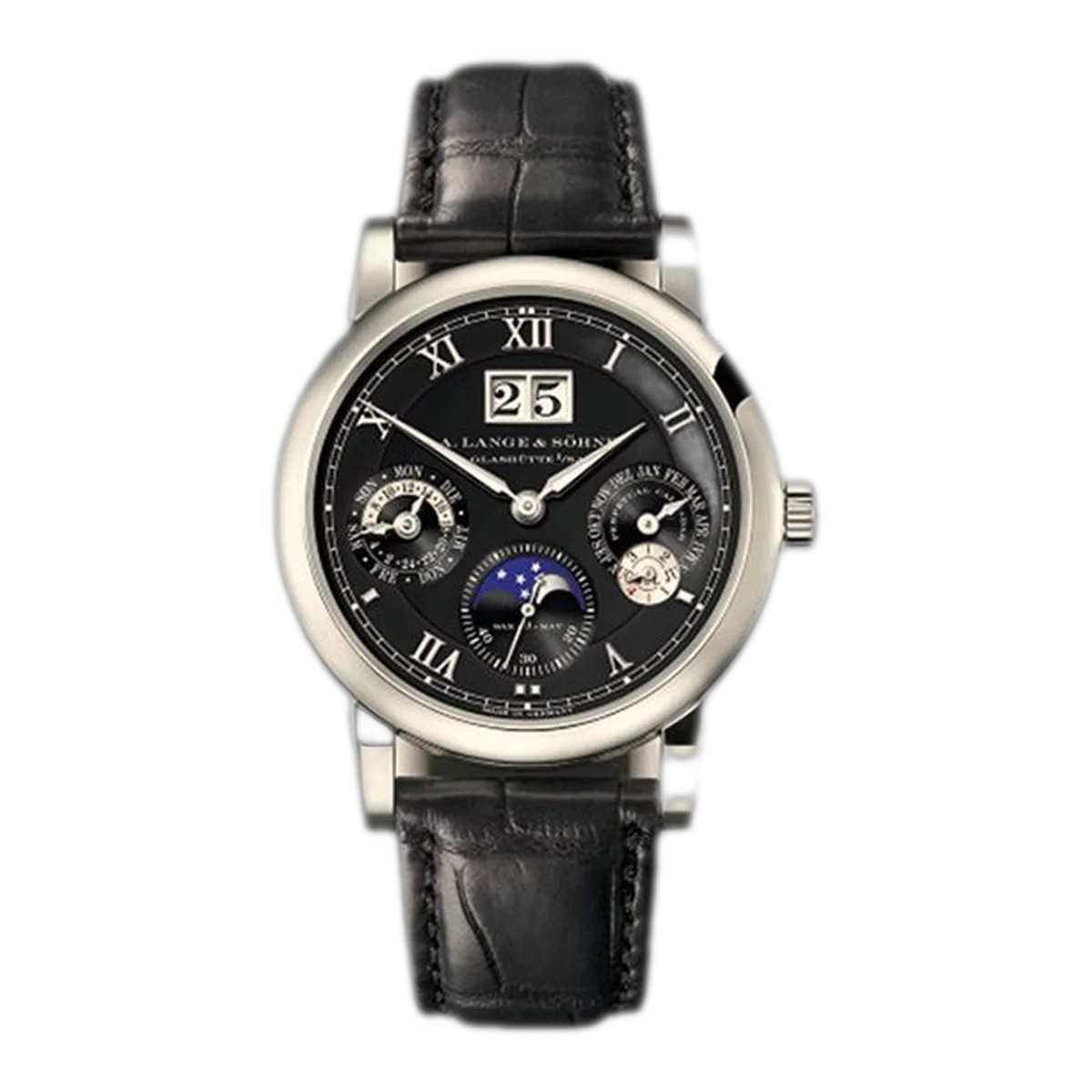 A Lange & Sohne Langematik 310.026 Perpetual Calendar 38.5Mm 18Kt White Gold Black Leather Straps Unisex Watch – additional product photo 2