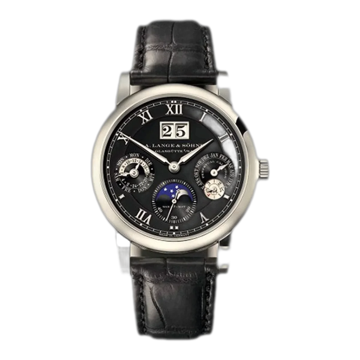 A Lange & Sohne Langematik 310.026 Perpetual Calendar 38.5Mm 18Kt White Gold Black Leather Straps Unisex Watch – additional product photo 3