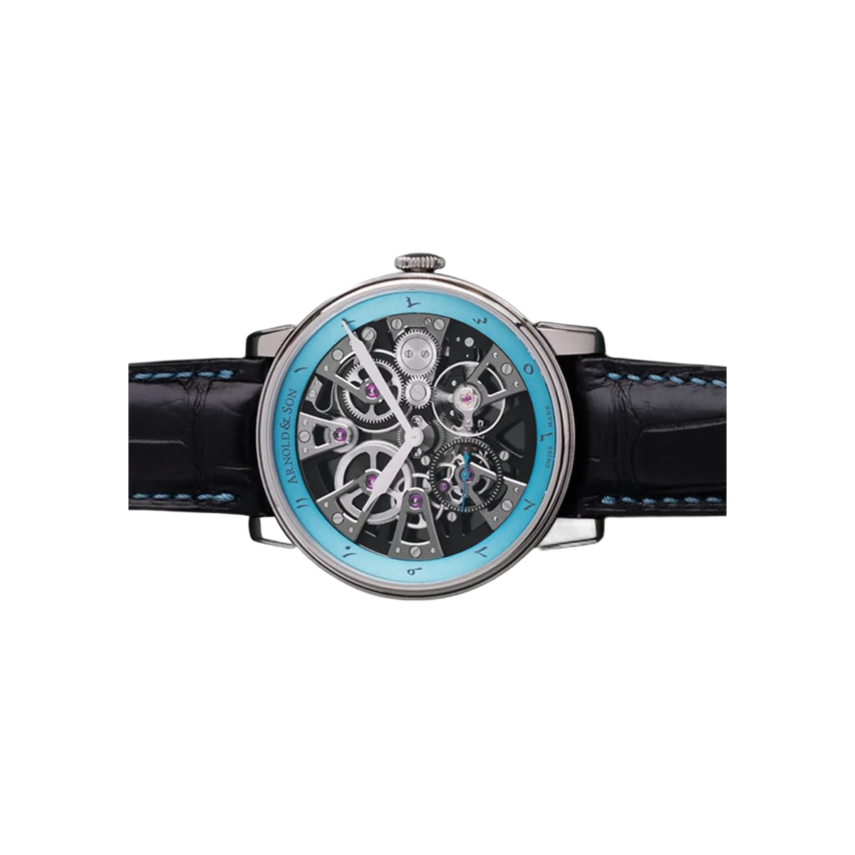 Arnold & Son Nebula 1.NEAS.U04A.C216S Stainless Steel 41.5mm Turquoise Skeleton Arabic Dial Men's Watch – additional product photo 2