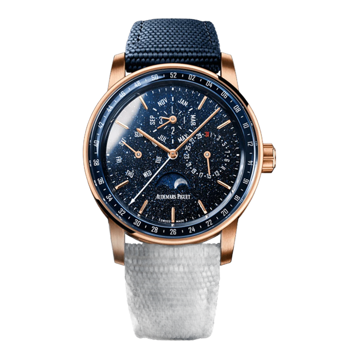 Audemars Piguet Code 11.59 26394OR.OO.D027KB.01 Blue Aventurine Dial Perpetual Calendar 41mm 18K Rose Gold Men's Watch