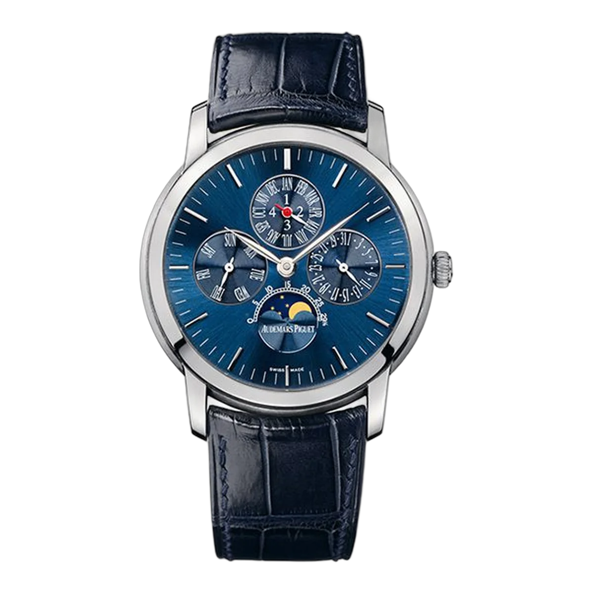 Audemars Piguet Jules Audemars 26000Pt.Oo.D028Cr.01 Blue Dial Perpetual Calendar 41Mm Platinum Men's Watch