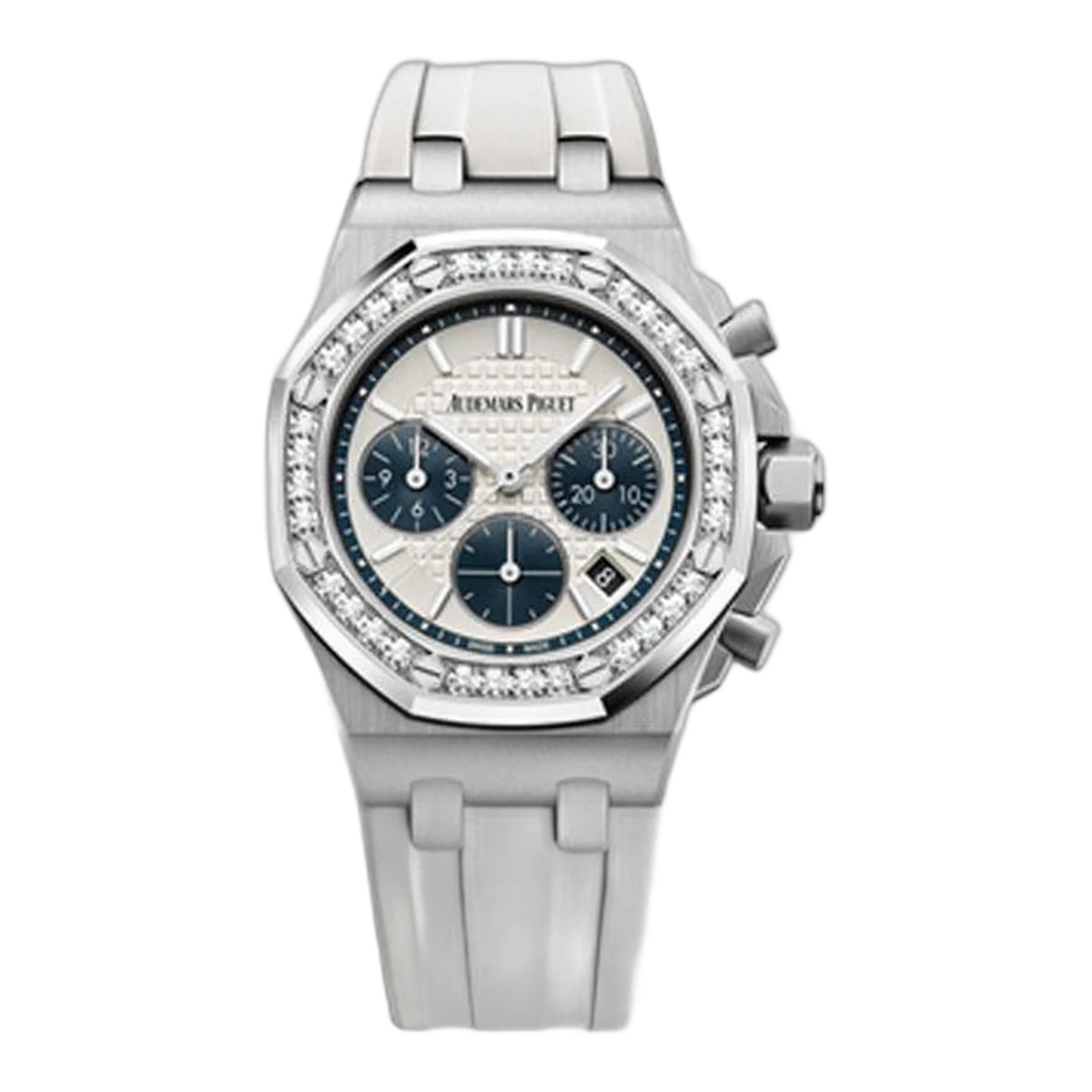 Audemars Piguet Royal 26231St.Zz.D010Ca.01 Oak Offshore Chronograph Silver Dial Gem-Set Bezel 37Mm Stainless Steel Ladies Watch
