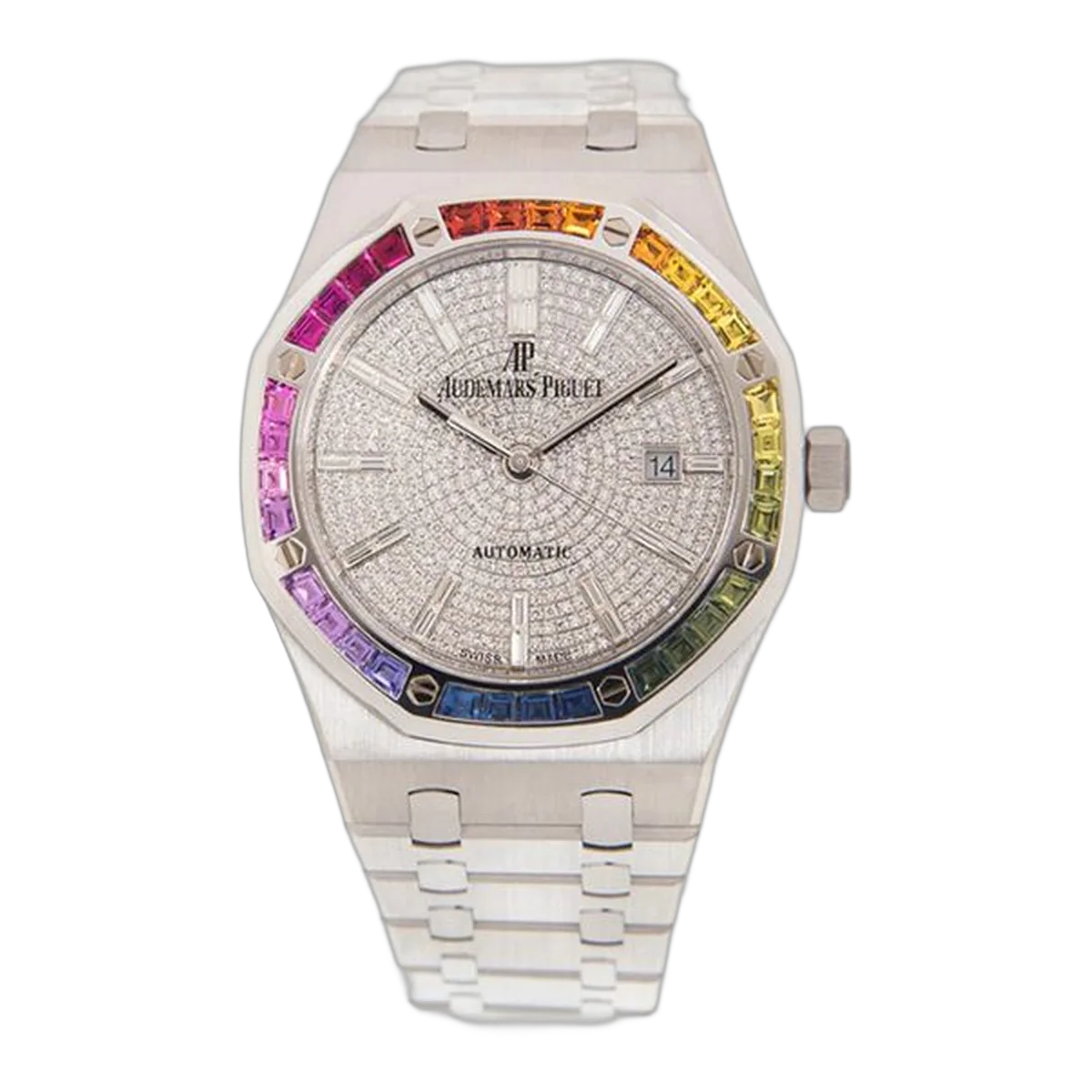Audemars Piguet Royal Oak 15413BC.YY.1220BC.01 Rainbow Automatic Diamond White Gold