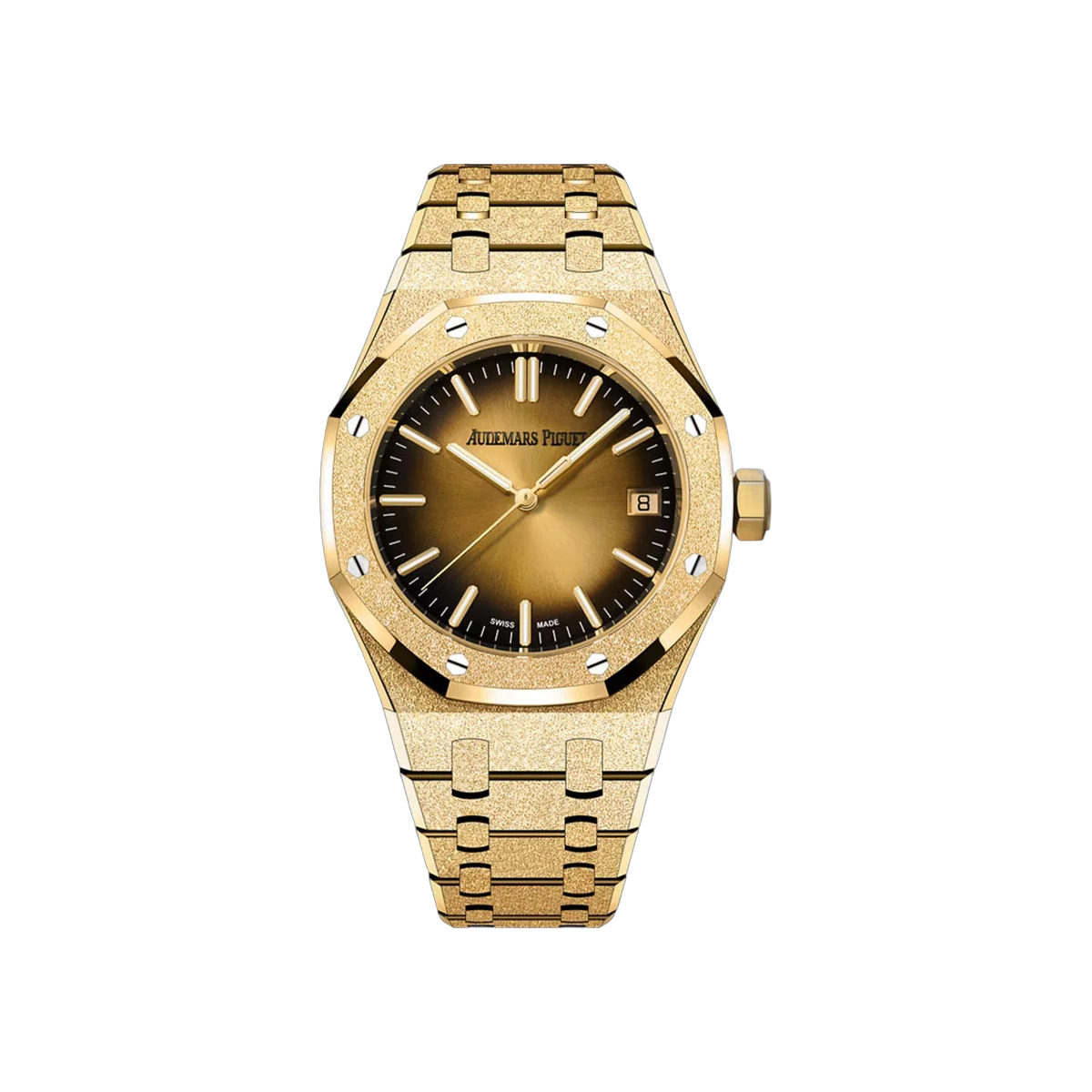 Audemars Piguet Royal Oak 15550BA.GG.1356BA.01 Frosted Yellow Gold Smoked Yellow Gold Dial 37mm Unisex Watch