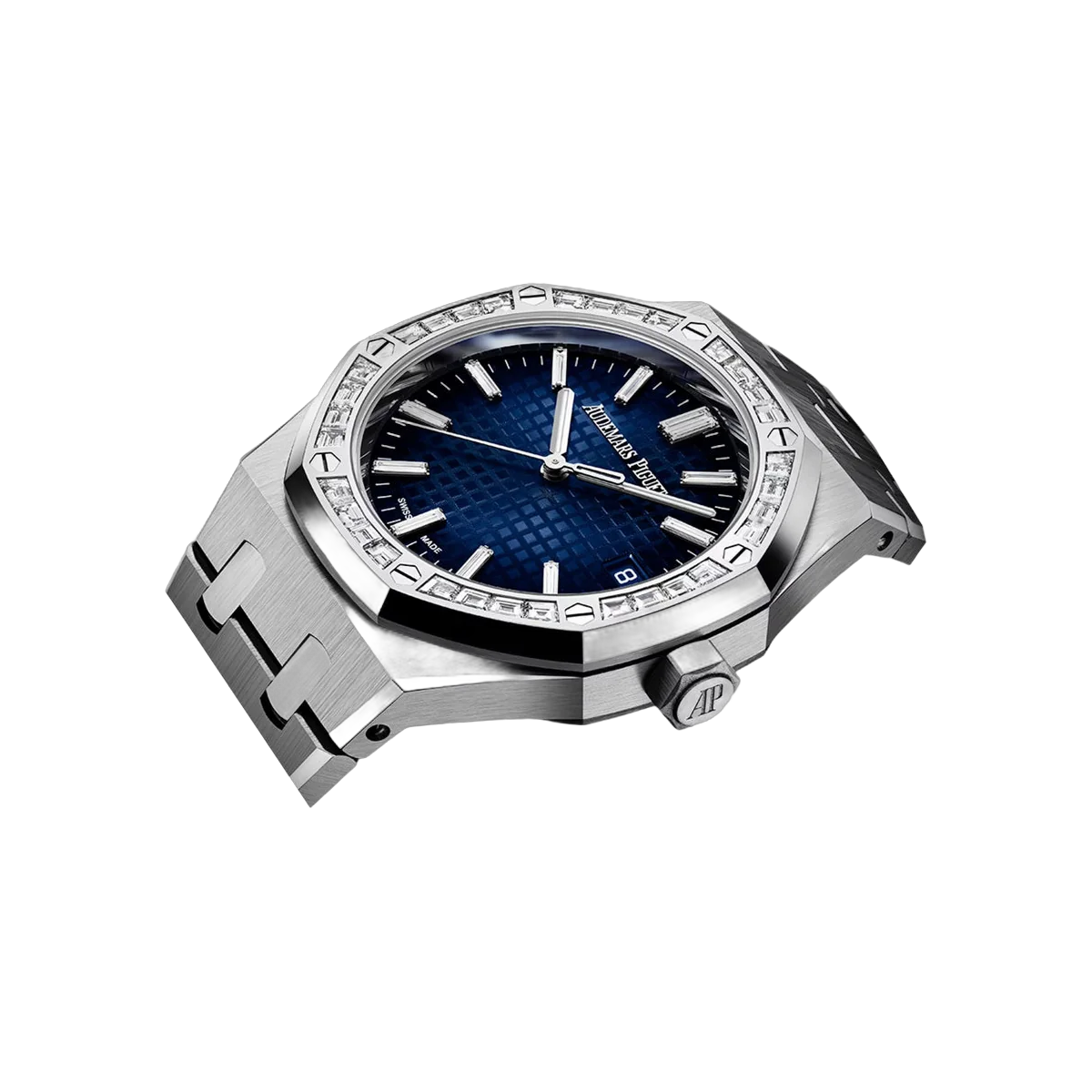 Audemars Piguet Royal Oak 15551BC.ZZ.1356BC.01 White Gold Diamond Bezel Blue Dial 37mm Ladies Watch – additional product photo 3