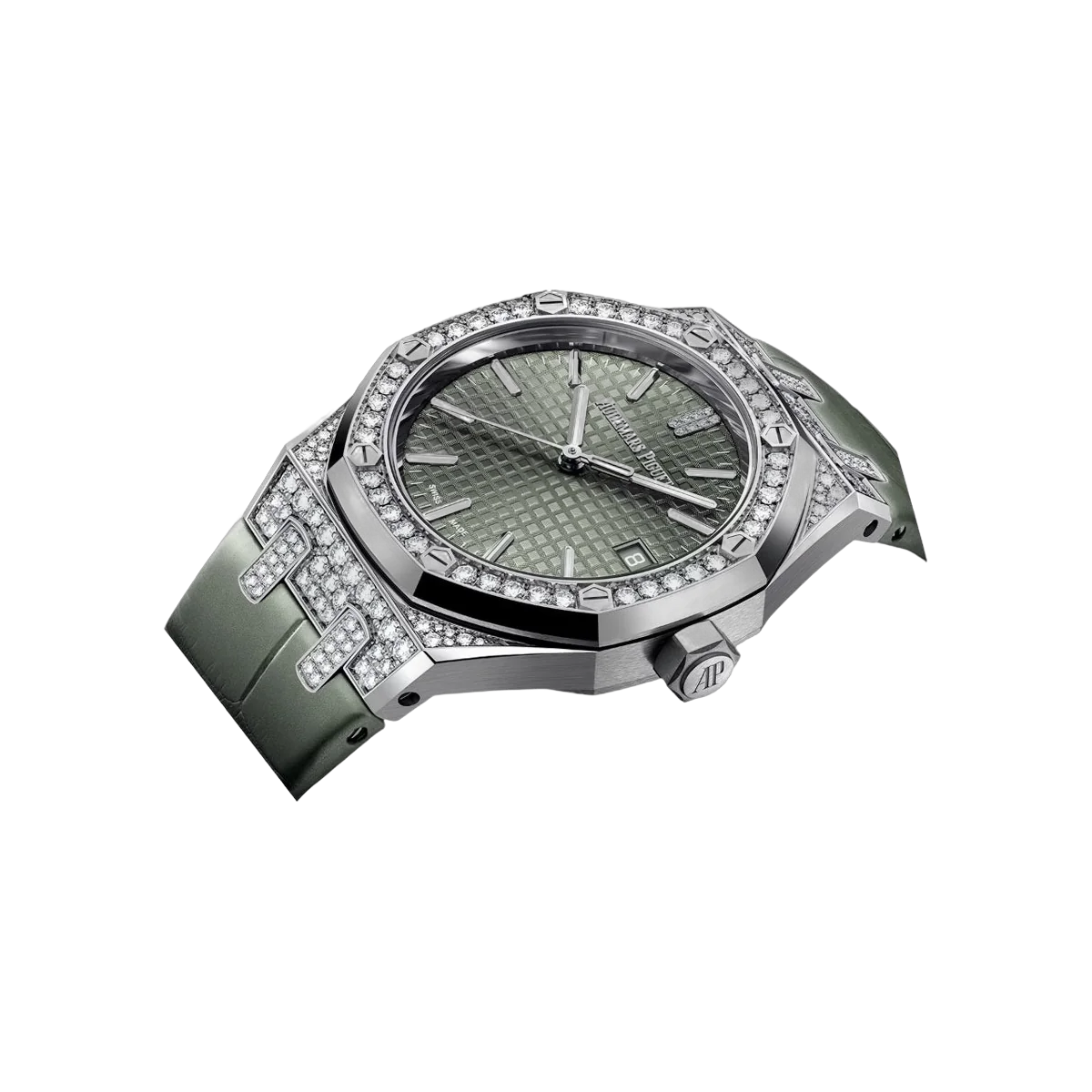Audemars Piguet Royal Oak 15551BC.ZZ.D405CR.01 White Gold Diamond Bezel 37mm Green Dial Ladies Watch – additional product photo 2