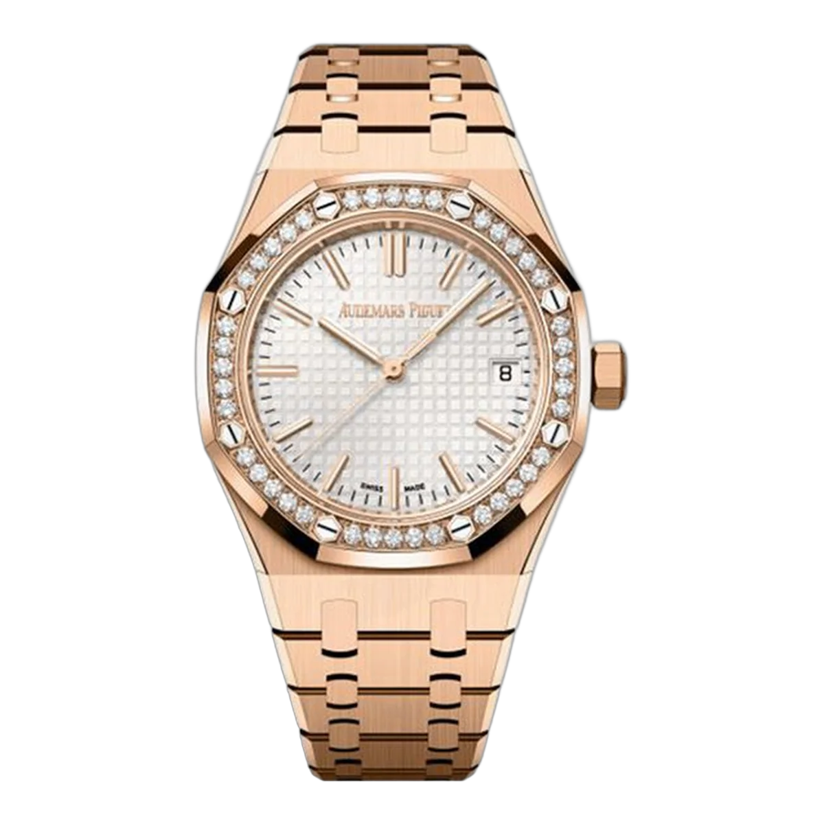 Audemars Piguet Royal Oak 15551OR.ZZ.1356OR.01 White Dial Selfwinding “50Th Anniversary” 37mm 18K Rose Gold Ladies Watch