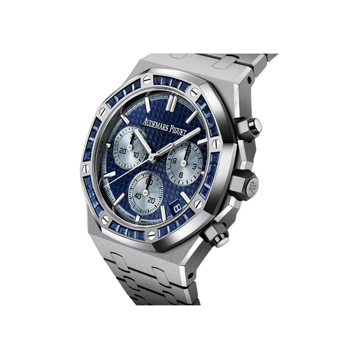 Audemars Piguet Royal Oak 26240BC.SS.1320BC.01 White Gold Baguette-cut Blue Sapphires Bezel 41mm Blue Dial Men's Watch – additional product photo 2