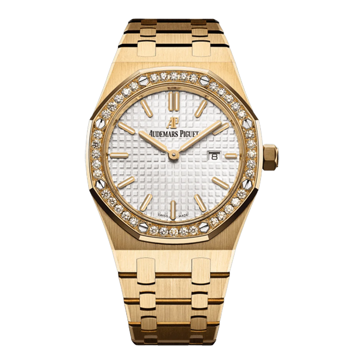 Audemars Piguet Royal Oak 67651Ba.Zz.1261Ba.01 Silver Index Dial 33Mm 18K Yellow Gold Ladies Watch